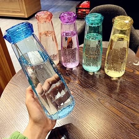 Diamond Water Bottle, Crystal Glass Cup With Lid, 420ml Transparent Bottle With Cover, Portable Exquisite Geometric Summer Bottle, Drinkware Multifunctional Outdoor Sports Glass Cup, Simple Portable Leakproof Bottles Diamond Water Bottle, Crystal Glass Cup With Lid, 420ml Transparent Bottle With Cover, Portable Exquisite Geometric Summer Bottle, Drinkware Multifunctional Outdoor Sports Glass Cup, Simple Portable Leakproof Bottles
